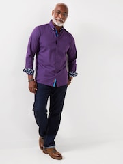 Joe Browns Purple Delightful Double Collar Shirt - Image 3 of 5