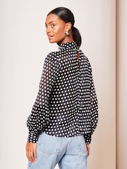 Lipsy Black High Neck Long Sleeve Blouse - Image 2 of 4