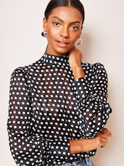 Lipsy Black High Neck Long Sleeve Blouse - Image 4 of 4