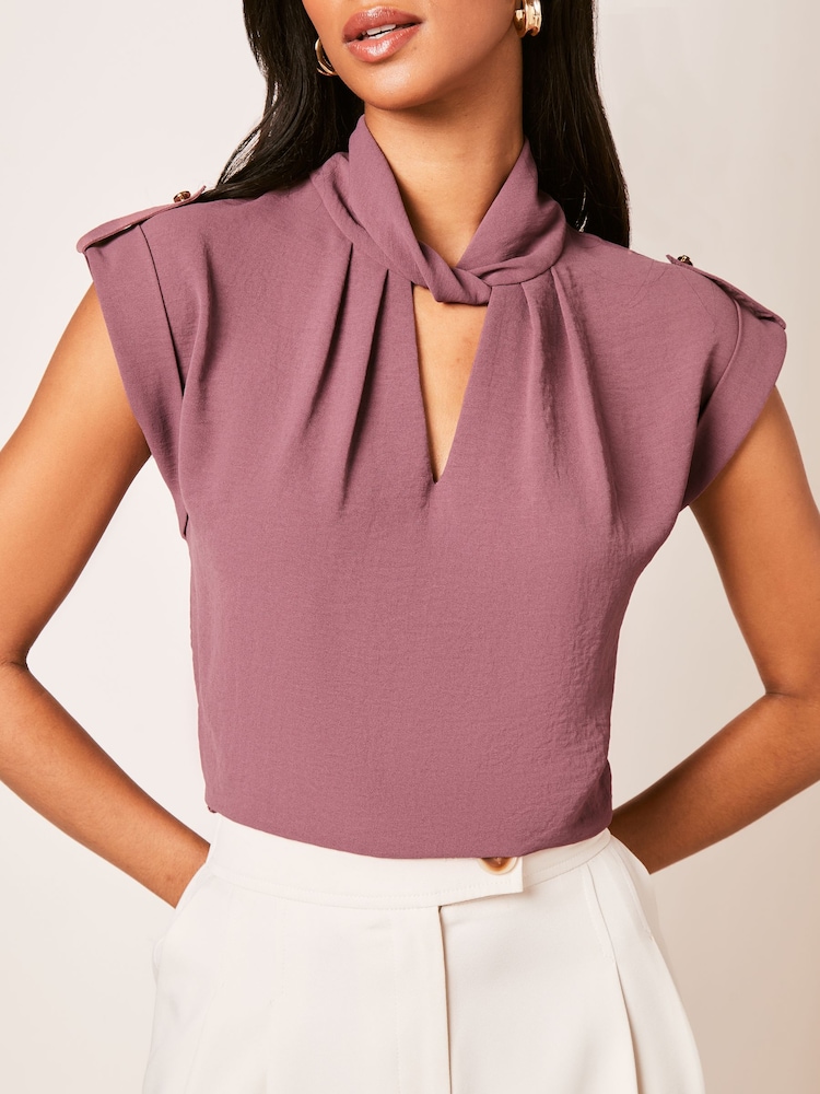 Lipsy Purple Twist Neck Sleeveless Top - Image 4 of 4