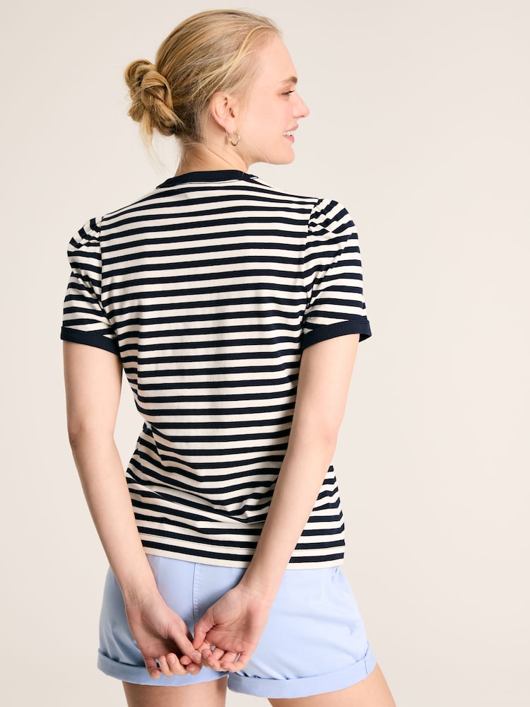 Joules Erin Navy Blue Stripe Short Sleeve T-Shirt - Image 2 of 6