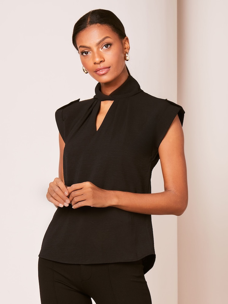 Lipsy Black Twist Neck Sleeveless Top - Image 1 of 4