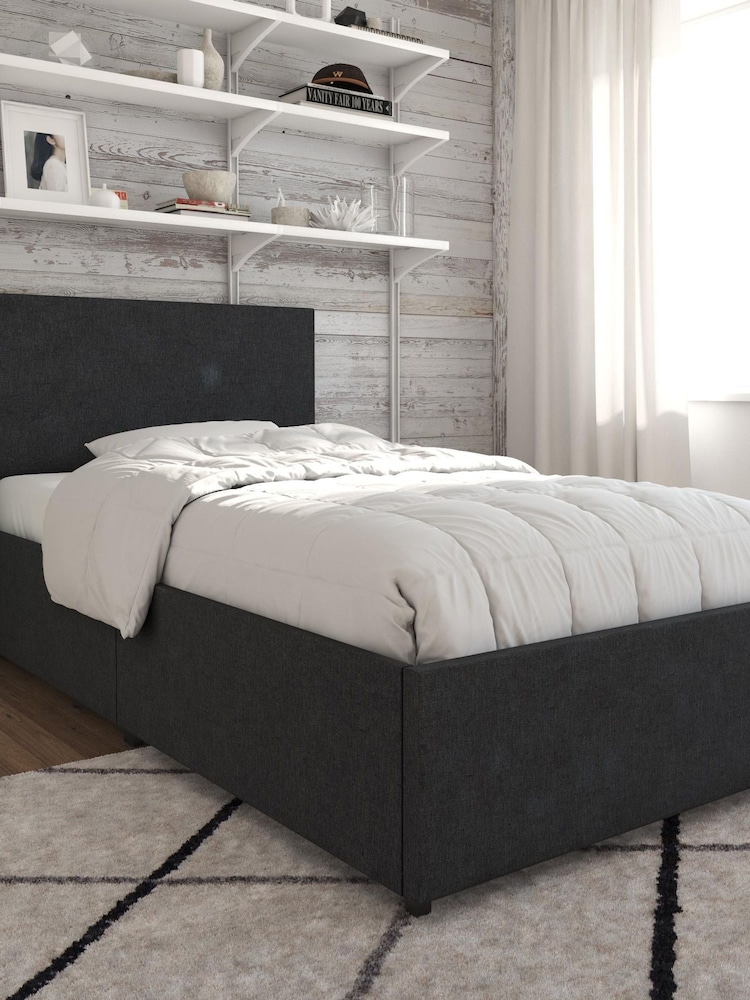 Novogratz Grey Kelly Linen 2 Drawer Storage Bed - Image 1 of 4