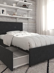 Novogratz Grey Kelly Linen 2 Drawer Storage Bed - Image 2 of 4