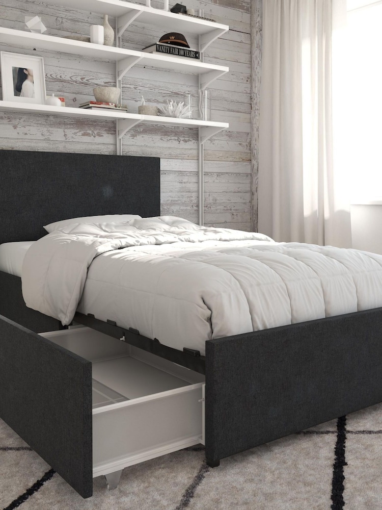 Novogratz Grey Kelly Linen 2 Drawer Storage Bed - Image 2 of 4