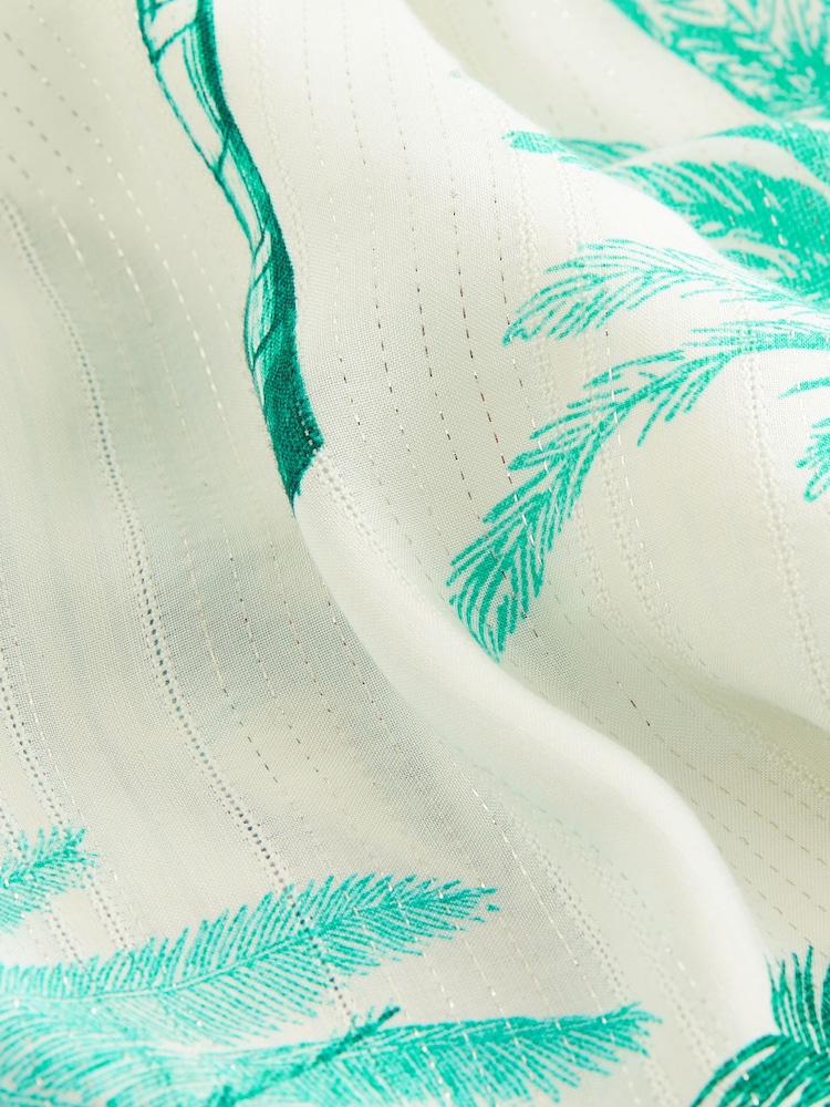 Victoria's Secret Green/Ecru Tropical Palm Print Halterneck Dress - Image 5 of 5
