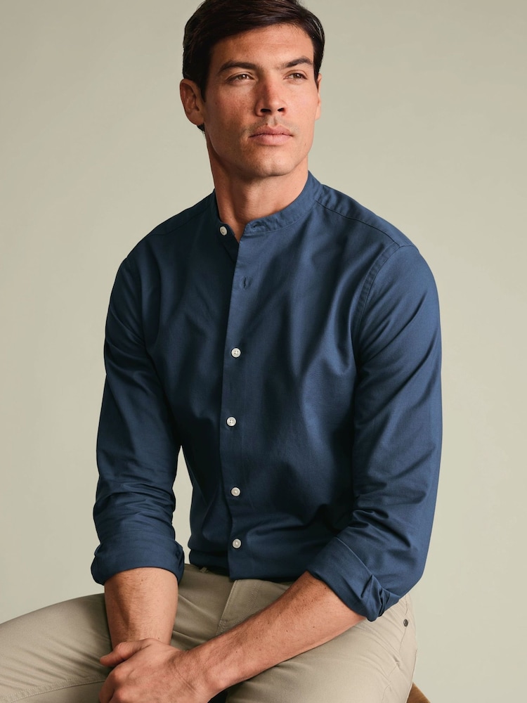 Charles Tyrwhitt Blue Stripe Collarless Shirt - Image 2 of 6