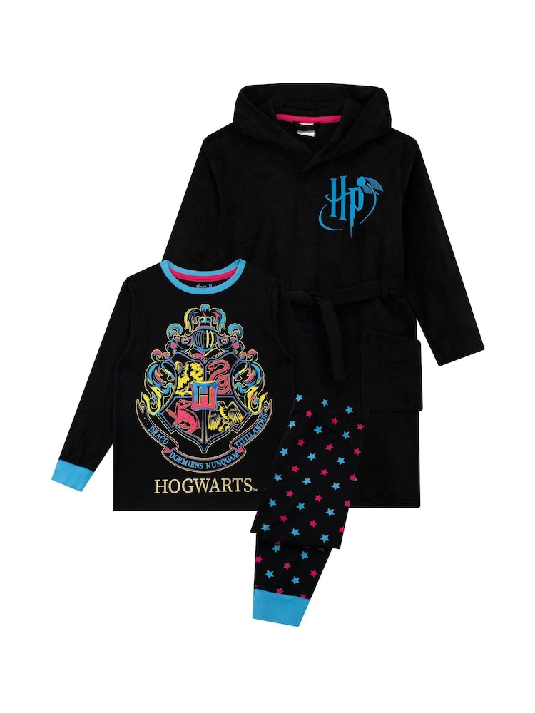 Character Black Harry Potter Dressing 100% Cotton Gown and Pyjamas - Image 1 of 7