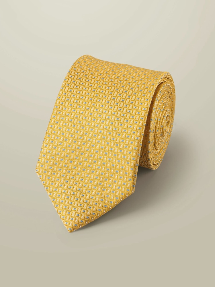 Charles Tyrwhitt Yellow Patterned Silk Tie - Image 1 of 2