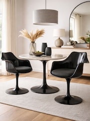 Fusion Living Set of 2 Charcoal Grey Tulip Armchairs with Bouclé Cushions - Image 1 of 5