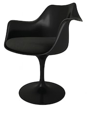 Fusion Living Set of 2 Charcoal Grey Tulip Armchairs with Bouclé Cushions - Image 2 of 5