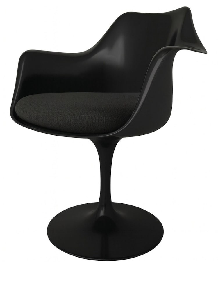 Fusion Living Set of 2 Charcoal Grey Tulip Armchairs with Bouclé Cushions - Image 2 of 5
