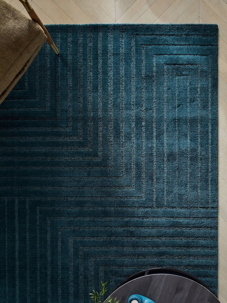 Teal Blue Fitz Stripe Rug - Image 1 of 5
