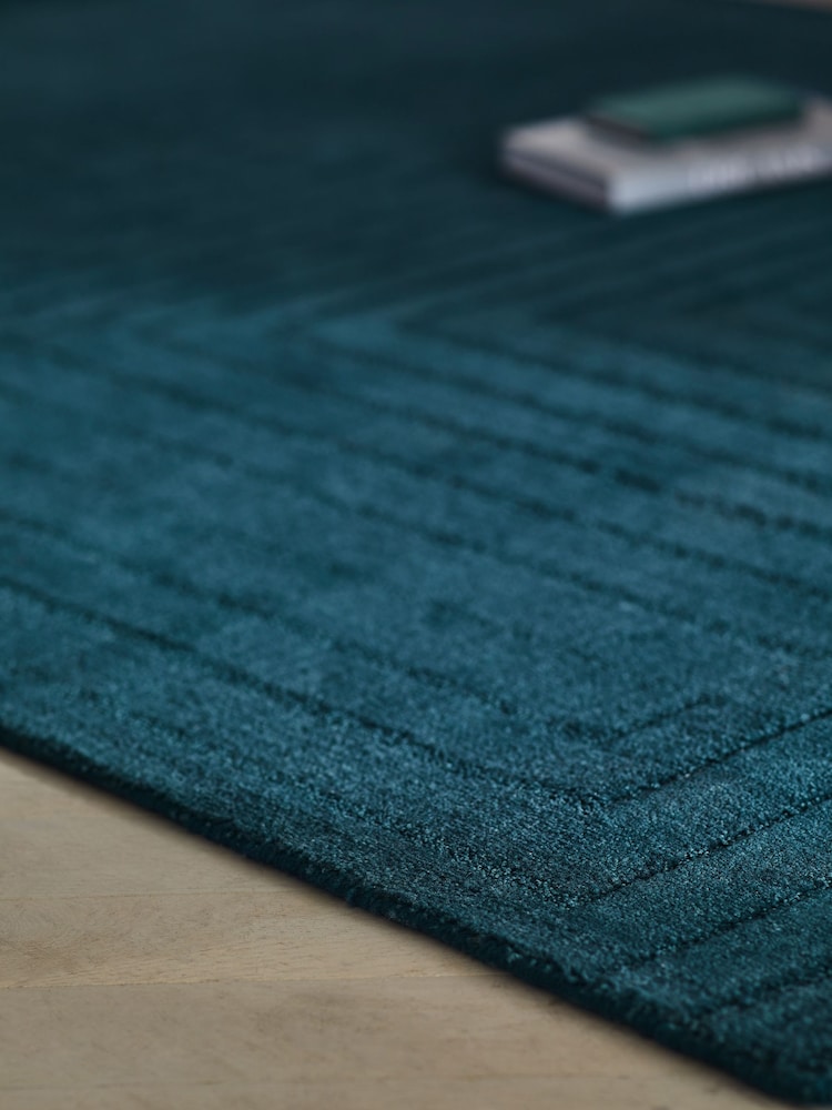 Teal Blue Fitz Stripe Rug - Image 2 of 5