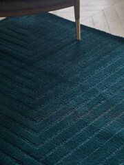 Teal Blue Fitz Stripe Rug - Image 3 of 5
