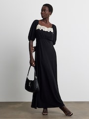 Joanna Hope Contrast Lace Jersey Crepe Midi Dress - صورة 1 من 4