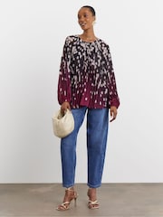 Joanna Hope White Pleated Chiffon Printed Top - Image 1 of 4