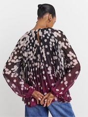Joanna Hope White Pleated Chiffon Printed Top - Image 2 of 4
