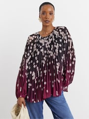 Joanna Hope White Pleated Chiffon Printed Top - Image 4 of 4