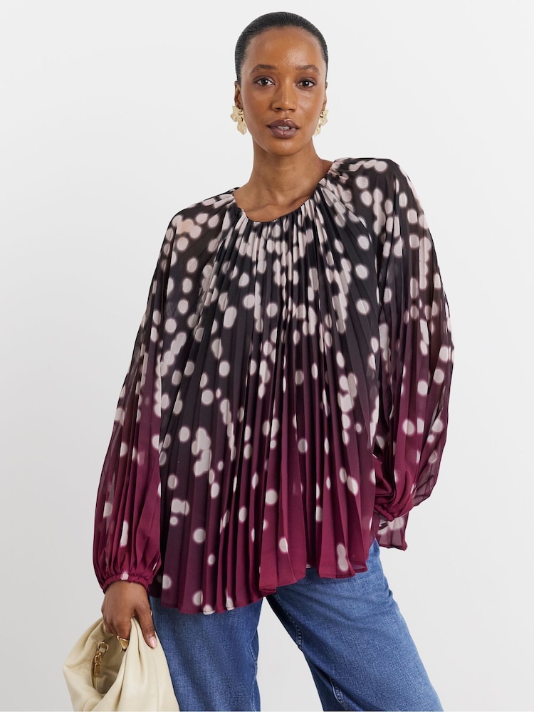 Joanna Hope White Pleated Chiffon Printed Top - Image 4 of 4 Joanna Hope White Pleated Chiffon Printed Top - Image 4 of 4