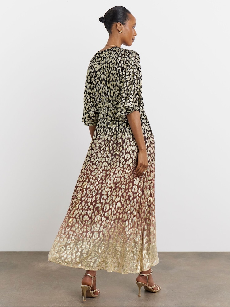 Joanna Hope Animal Metallic Cape Sleeve Dress - Image 2 of 4 Joanna Hope Animal Metallic Cape Sleeve Dress - Image 2 of 4
