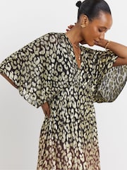 Joanna Hope Animal Metallic Cape Sleeve Dress - Image 3 of 4