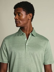 Charles Tyrwhitt Green Pure Linen Polo Shirt - Image 2 of 5
