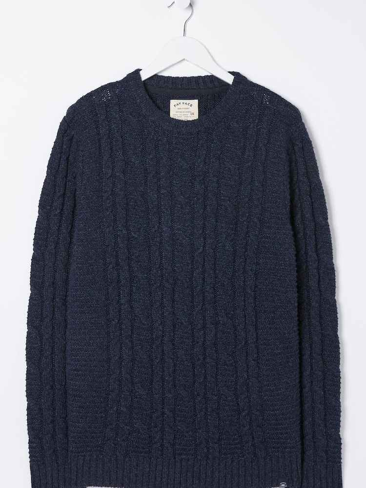 FatFace Black Funtley Cable Crew Jumper - Image 6 of 6 FatFace Black Funtley Cable Crew Jumper - Image 6 of 6