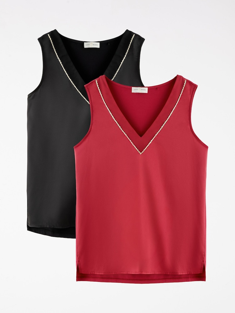 Love & Roses V-Neck Satin Front Vests 2 Pack - Obraz 1 z 7