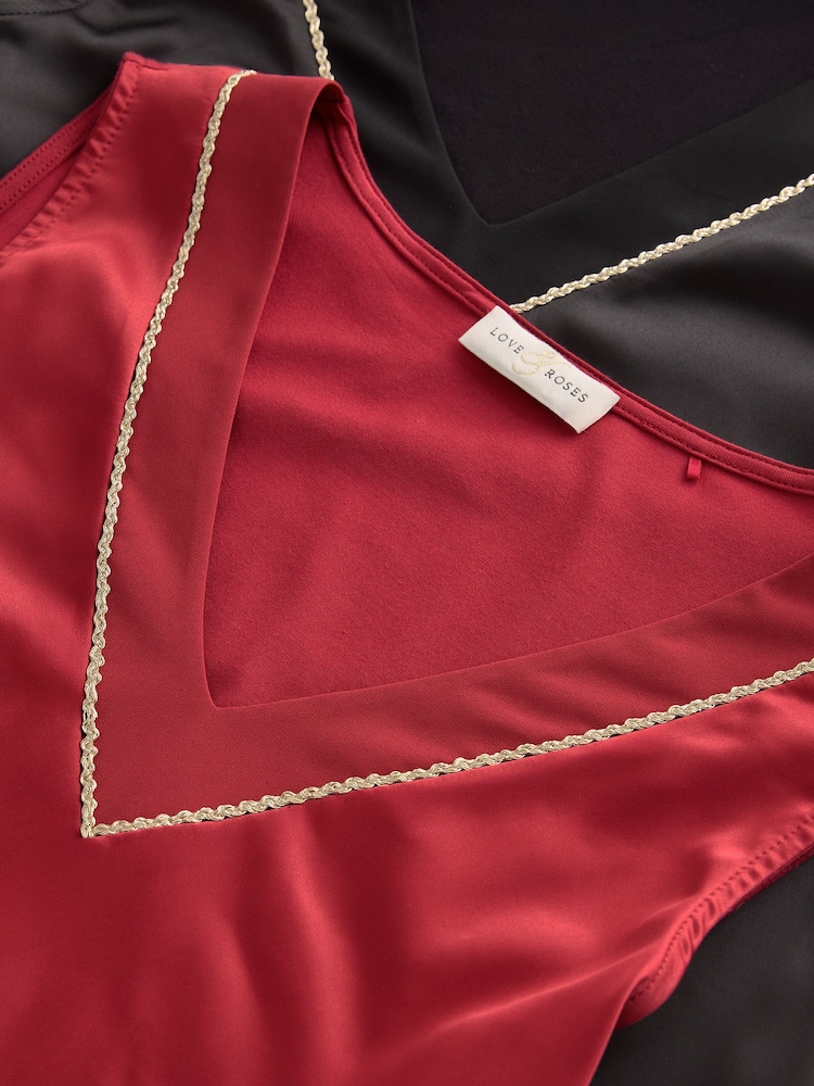 Love & Roses V-Neck Satin Front Vests 2 Pack - Obraz 7 z 7