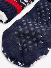 Navy Blue Fairisle Pattern Slippers Socks Boots - Image 3 of 3