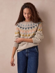 Celtic & Co. Natural British Wool Geo Fair Isle Yoke Jumper - Image 1 of 8