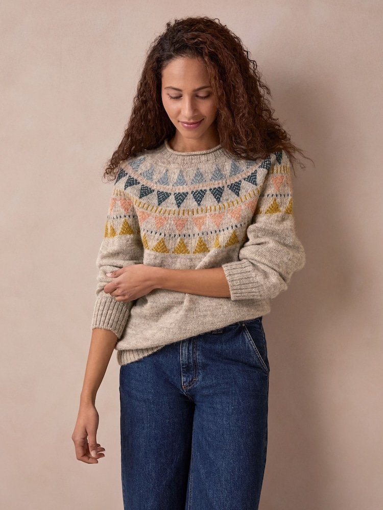 Celtic & Co. Natural British Wool Geo Fair Isle Yoke Jumper - Image 1 of 8 Celtic & Co. Natural British Wool Geo Fair Isle Yoke Jumper - Image 1 of 8