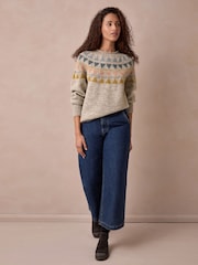 Celtic & Co. Natural British Wool Geo Fair Isle Yoke Jumper - Image 3 of 8