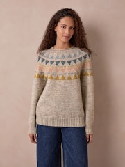 Celtic & Co. Natural British Wool Geo Fair Isle Yoke Jumper - Image 4 of 8