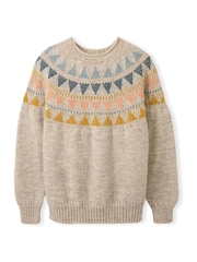 Celtic & Co. Natural British Wool Geo Fair Isle Yoke Jumper - Image 6 of 8