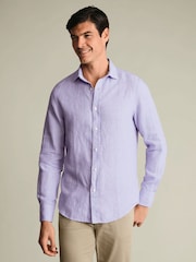 Charles Tyrwhitt Purple Pure Linen Shirt - Image 1 of 5