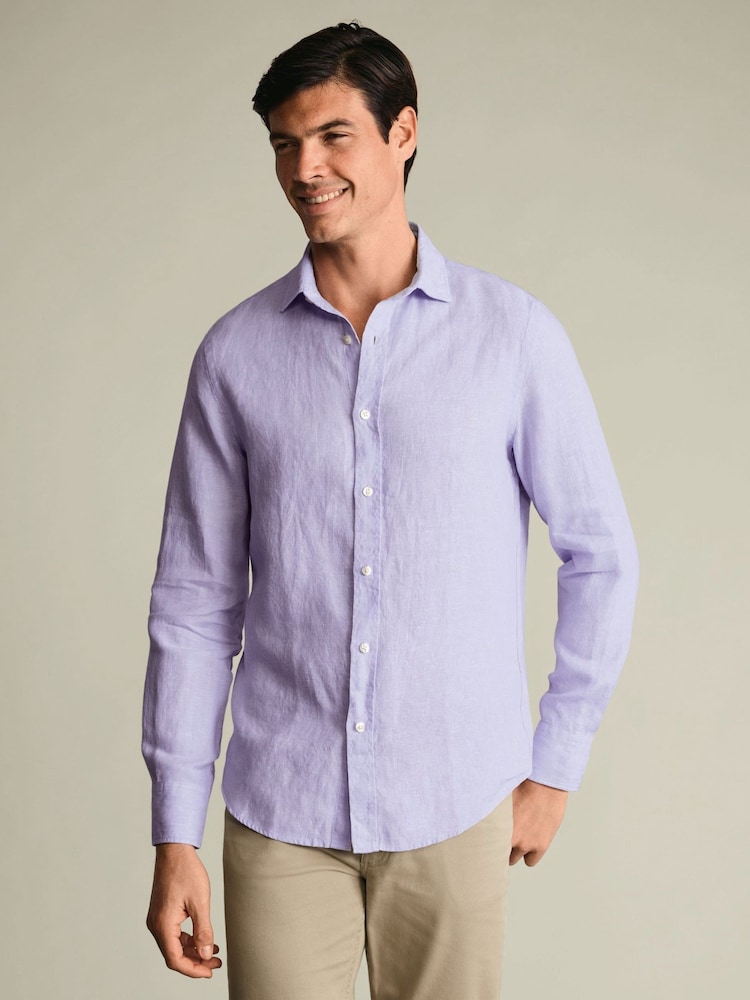 Charles Tyrwhitt Purple Pure Linen Shirt - Image 1 of 5