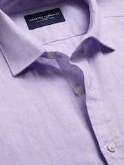 Charles Tyrwhitt Purple Pure Linen Shirt - Image 4 of 5