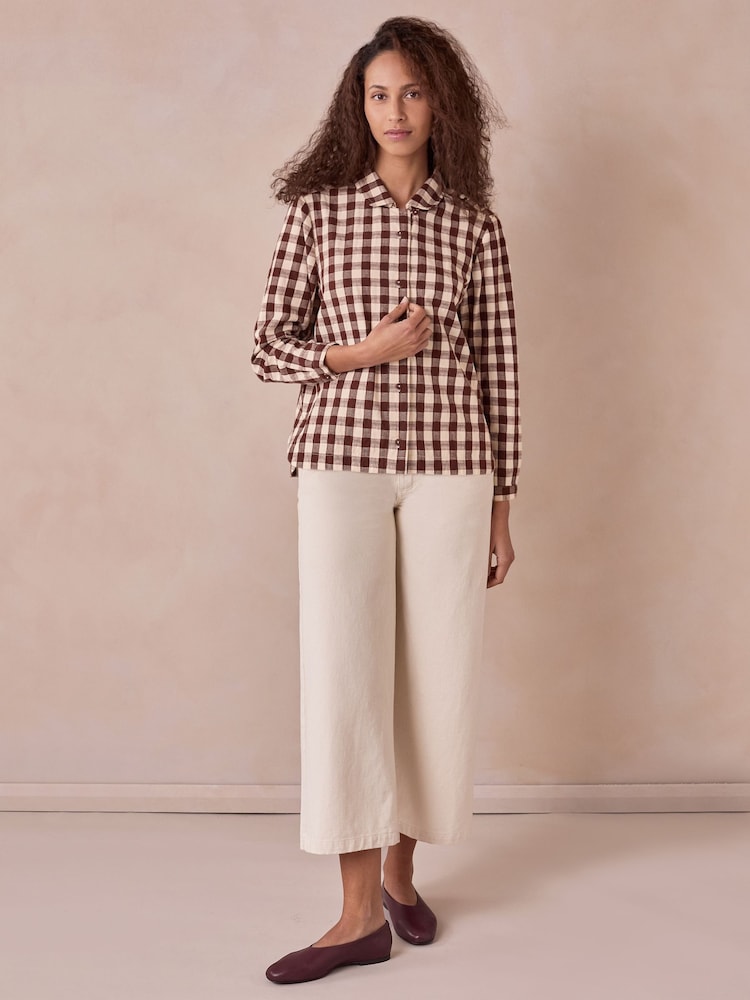 Celtic & Co. Brown Gingham Button Through Shirt - Image 1 of 7 Celtic & Co. Brown Gingham Button Through Shirt - Image 1 of 7