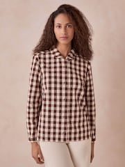 Celtic & Co. Brown Gingham Button Through Shirt - Image 2 of 7