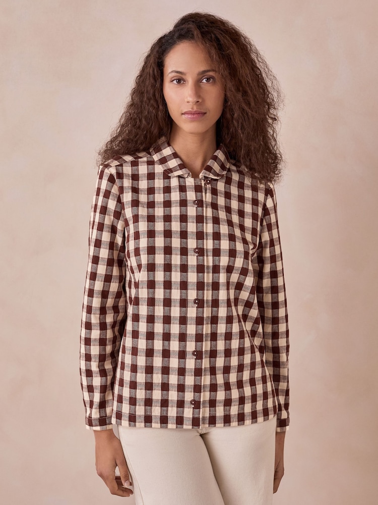 Celtic & Co. Brown Gingham Button Through Shirt - Image 2 of 7 Celtic & Co. Brown Gingham Button Through Shirt - Image 2 of 7