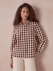 Celtic & Co. Brown Gingham Button Through Shirt - Image 3 of 7