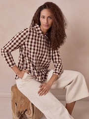 Celtic & Co. Brown Gingham Button Through Shirt - Image 4 of 7