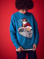 Blue Santa Christmas Sweatshirt (3-16yrs) - Image 1 of 7