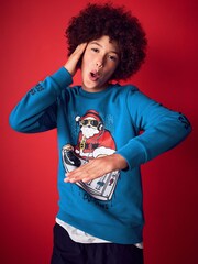 Blue Santa Christmas Sweatshirt (3-16yrs) - Image 4 of 7