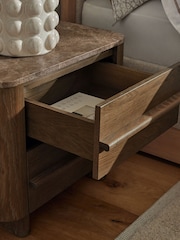 Dark Natural N. Premium Aviano Oak Veneer 2 Drawer Wide Bedside Table - Image 3 of 8