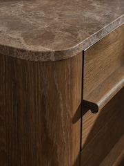 Dark Natural N. Premium Aviano Oak Veneer 2 Drawer Wide Bedside Table - Image 4 of 8