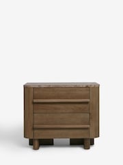 Dark Natural N. Premium Aviano Oak Veneer 2 Drawer Wide Bedside Table - Image 5 of 8