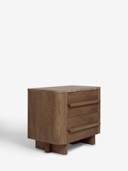 Dark Natural N. Premium Aviano Oak Veneer 2 Drawer Wide Bedside Table - Image 6 of 8